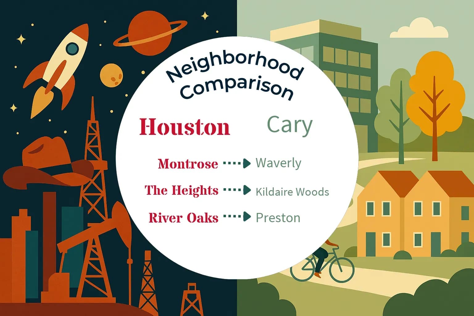 Houston vs Cary Neighborhood Comparison