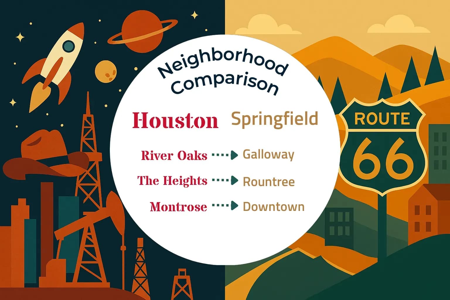 Houston vs Springfield Neighborhood Comparison