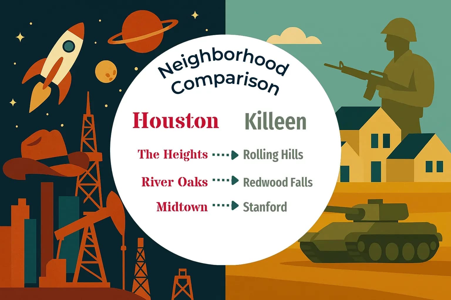 Houston vs Killeen Neighborhood Comparison