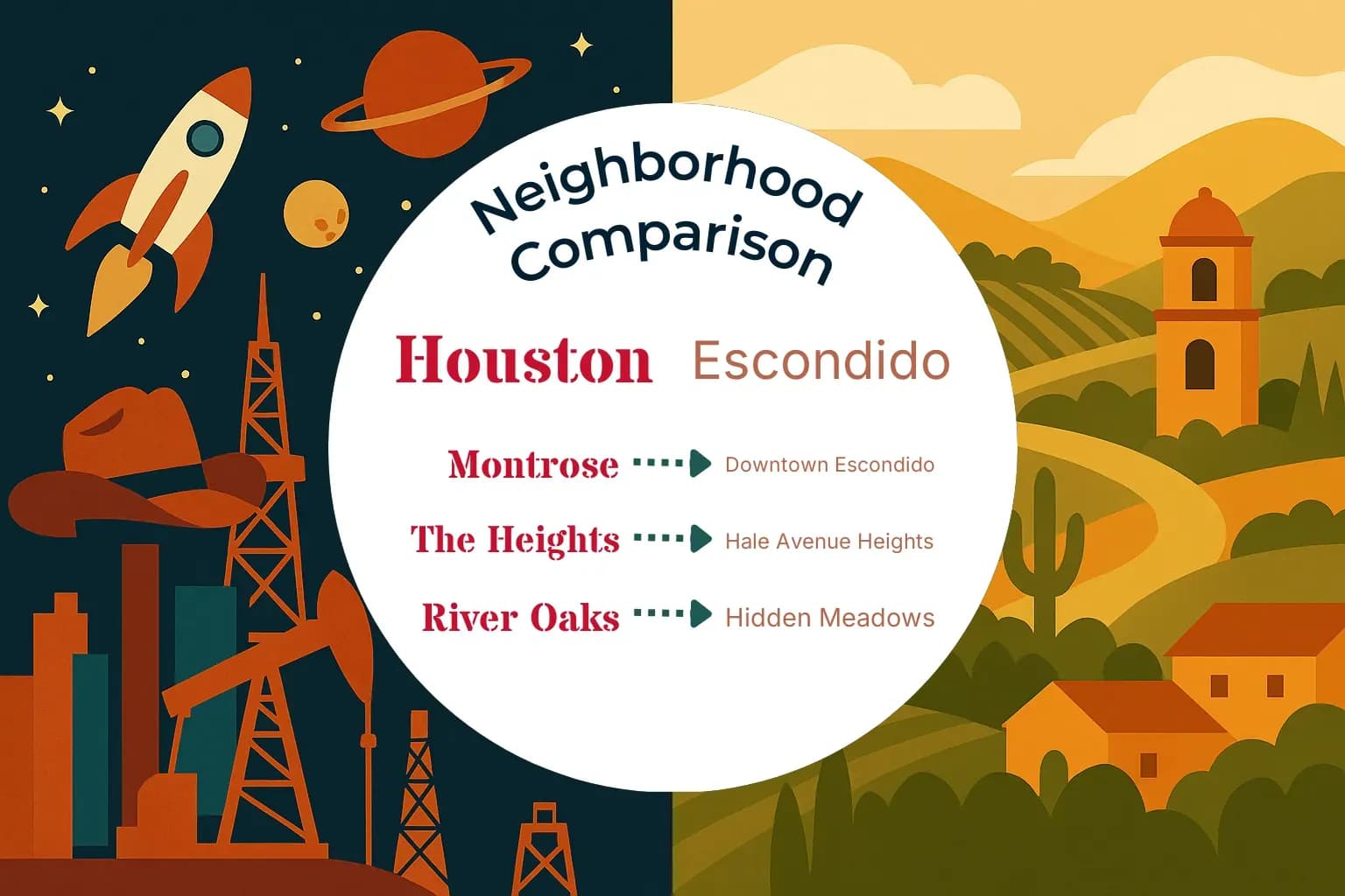 Houston vs Escondido Neighborhood Comparison