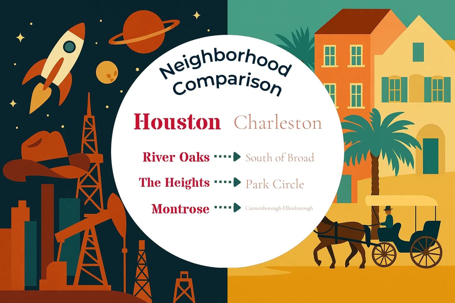 Houston vs Charleston Neighborhood Comparison