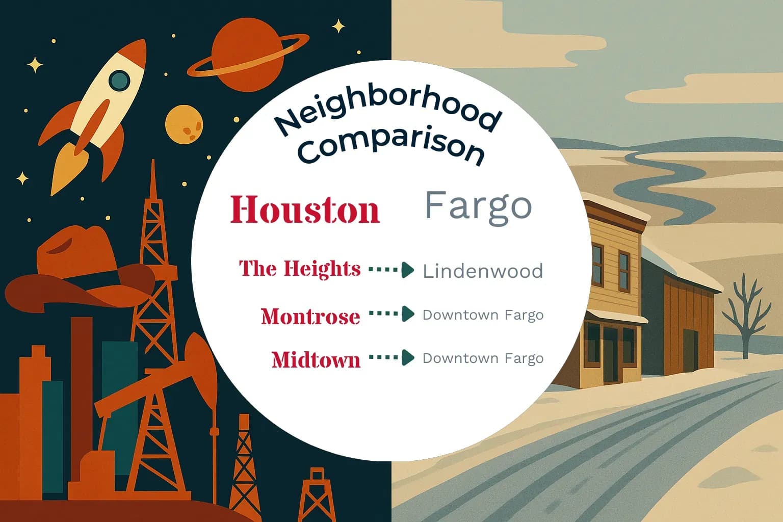 Houston vs Fargo Neighborhood Comparison
