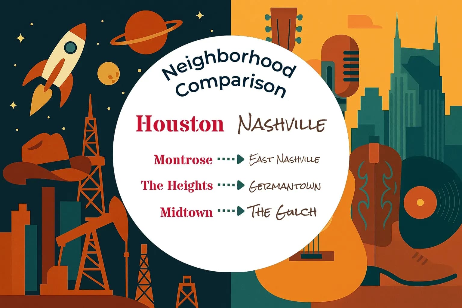 Houston vs Nashville Neighborhood Comparison