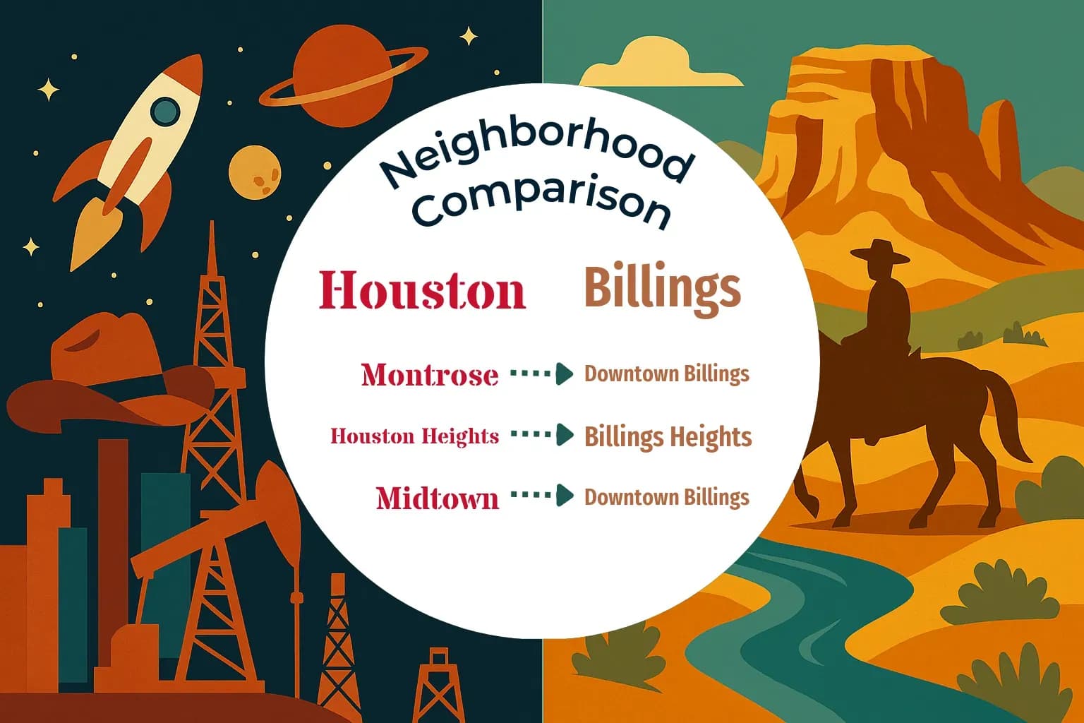 Houston vs Billings Neighborhood Comparison