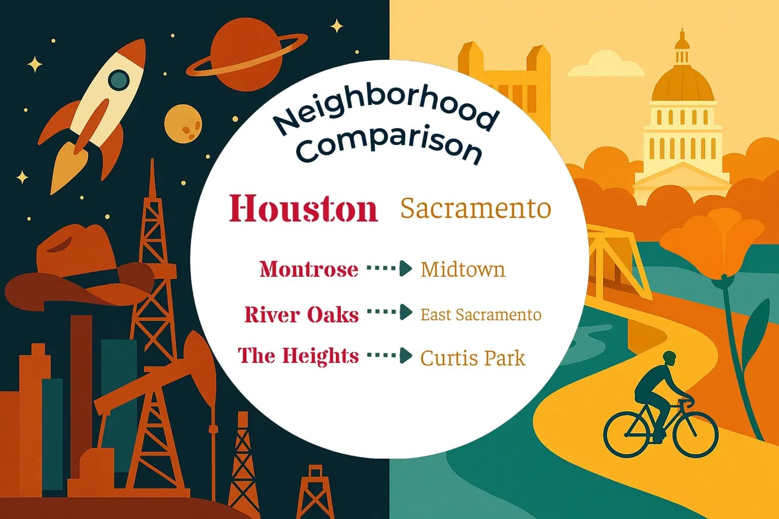 Houston vs Sacramento Neighborhood Comparison