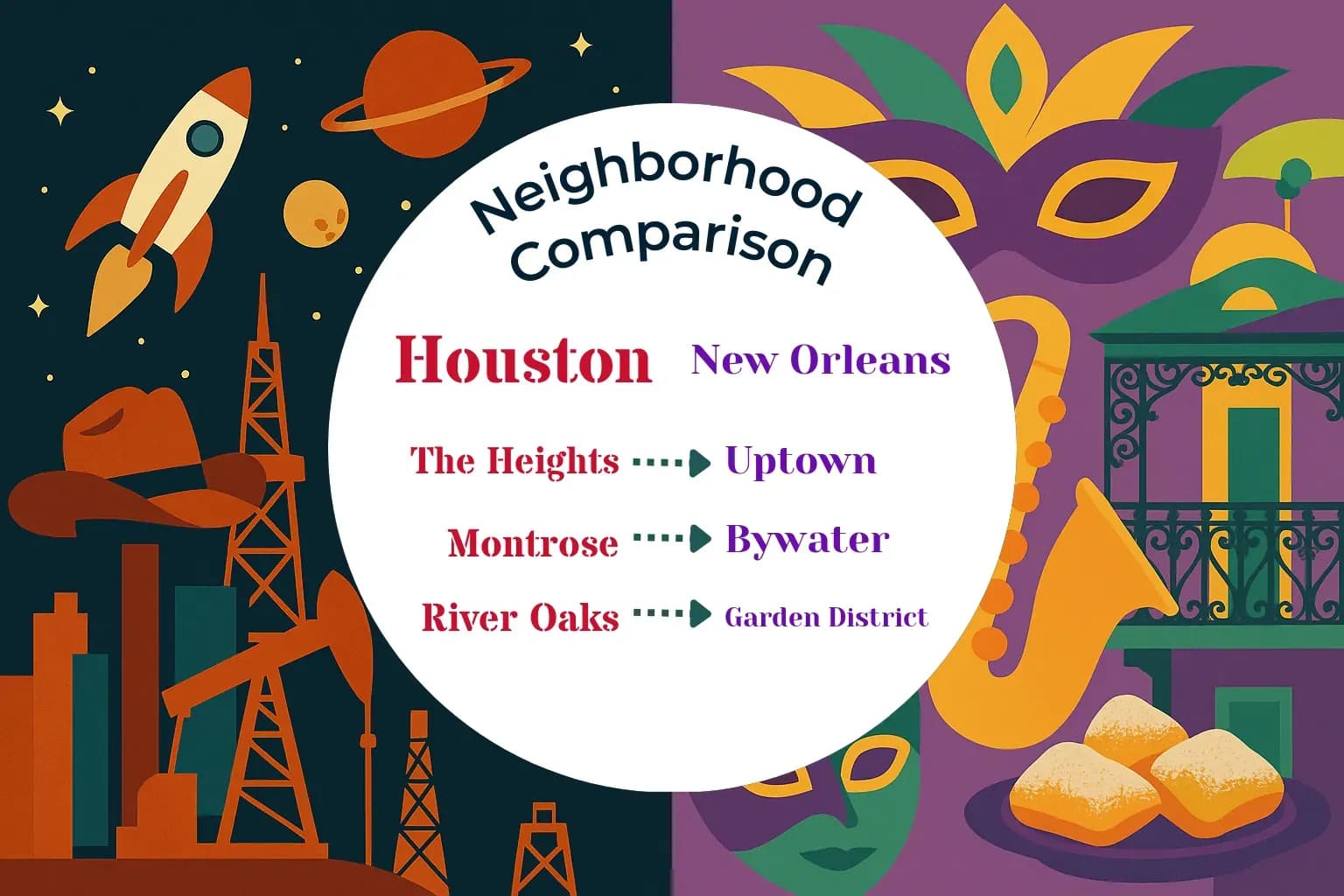 Houston vs New Orleans Neighborhood Comparison