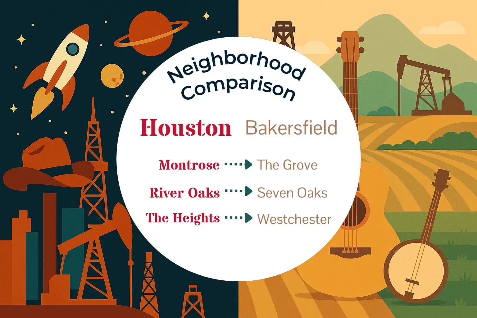 Houston vs Bakersfield Neighborhood Comparison