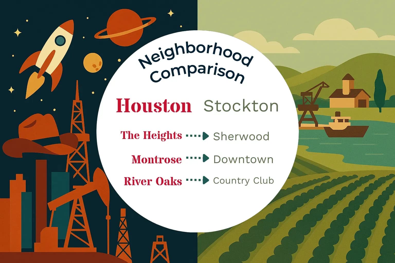 Houston vs Stockton Neighborhood Comparison