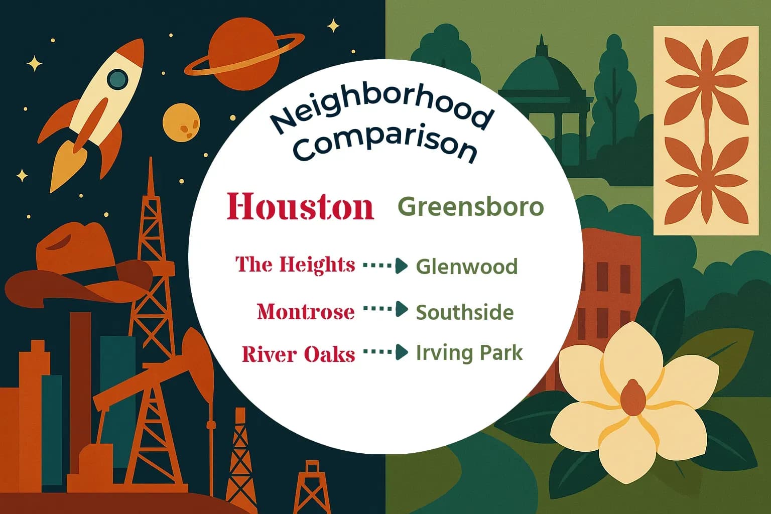 Houston vs Greensboro Neighborhood Comparison