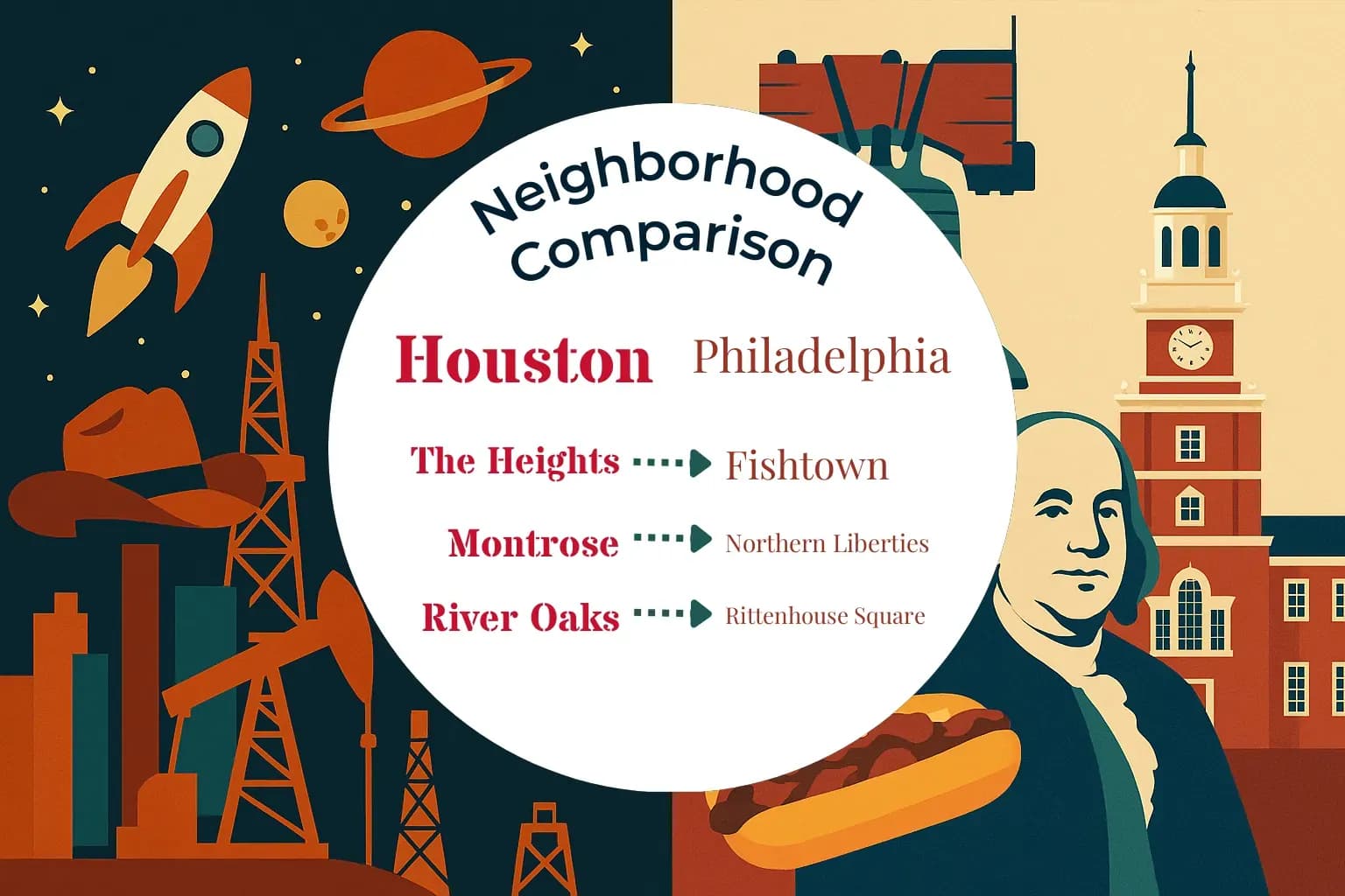 Houston vs Philadelphia Neighborhood Comparison