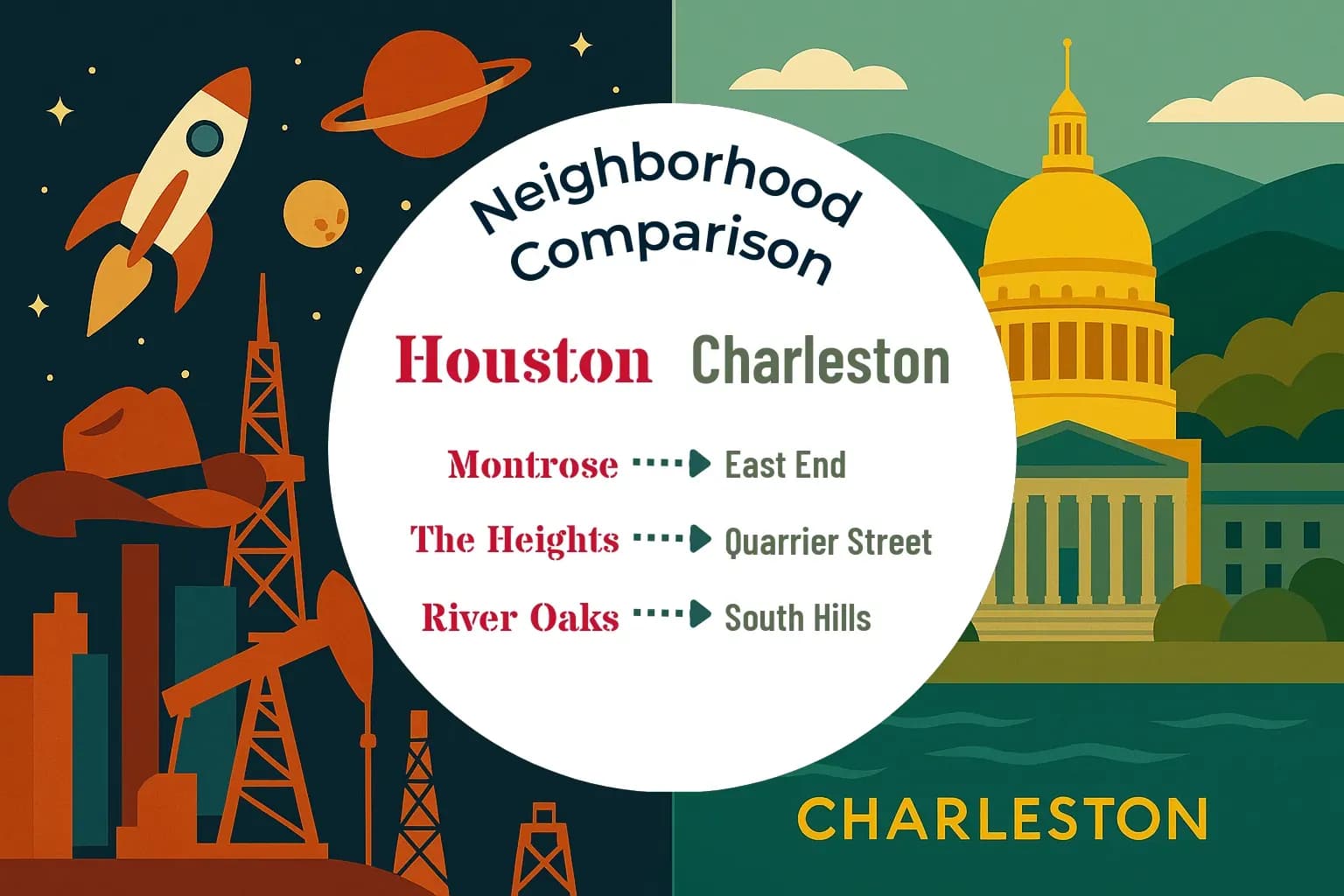 Houston vs Charleston Neighborhood Comparison