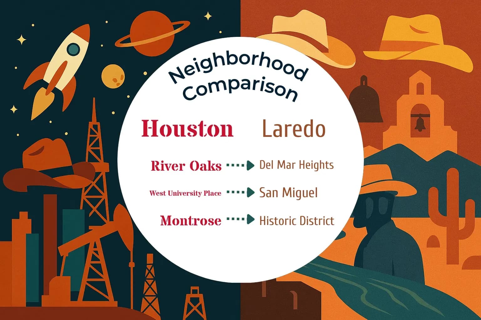 Houston vs Laredo Neighborhood Comparison