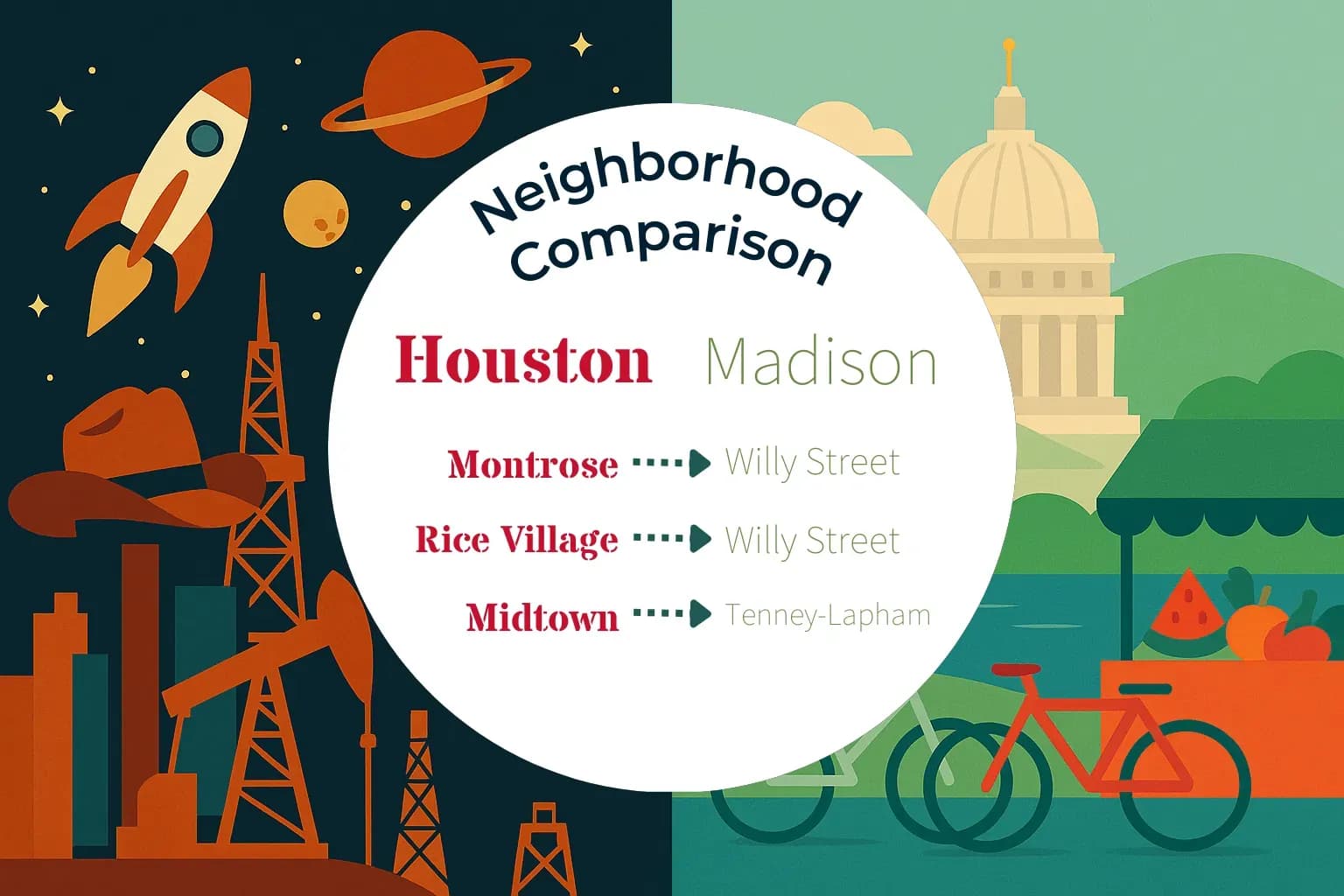 Houston vs Madison Neighborhood Comparison