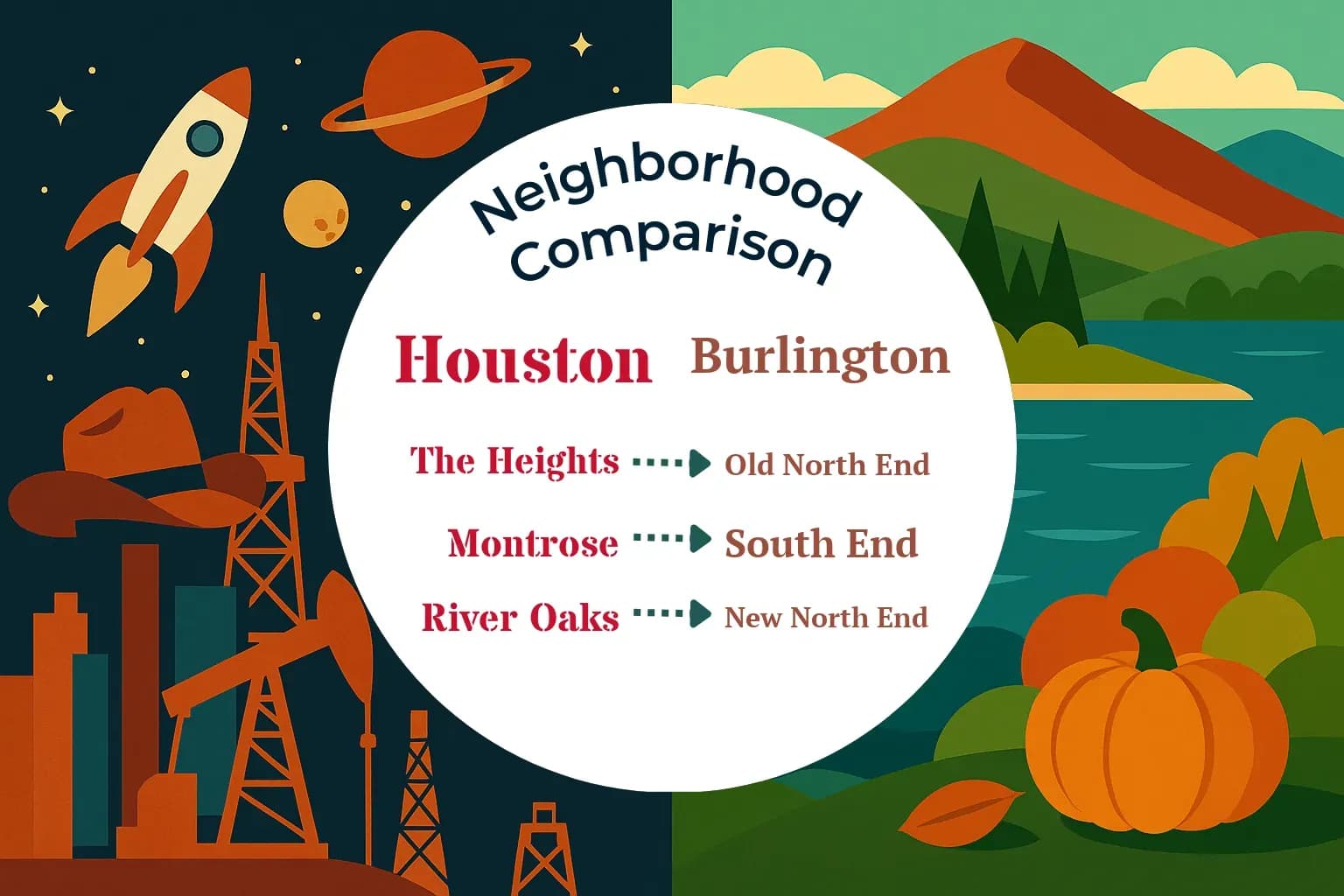 Houston vs Burlington Neighborhood Comparison