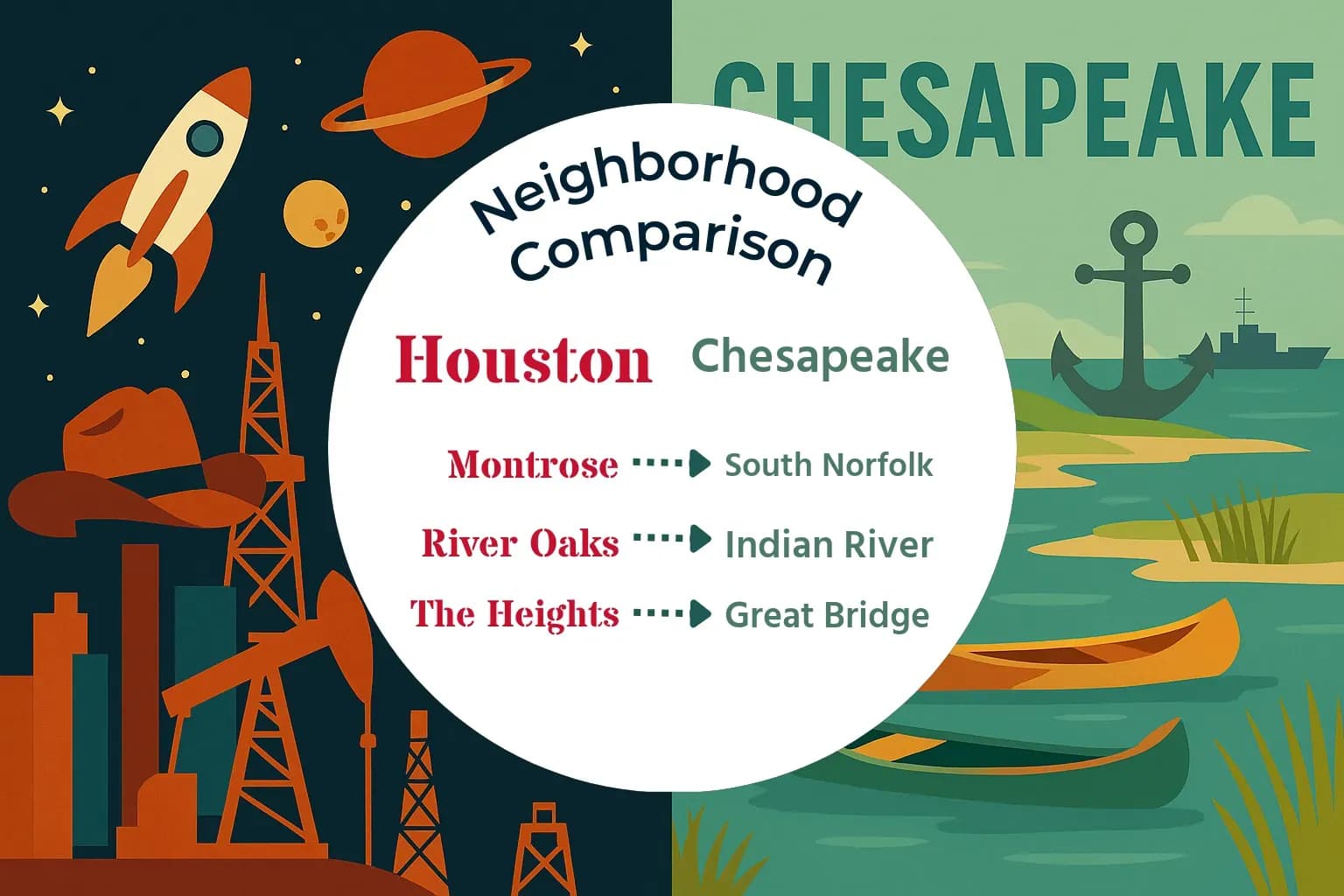 Houston vs Chesapeake Neighborhood Comparison