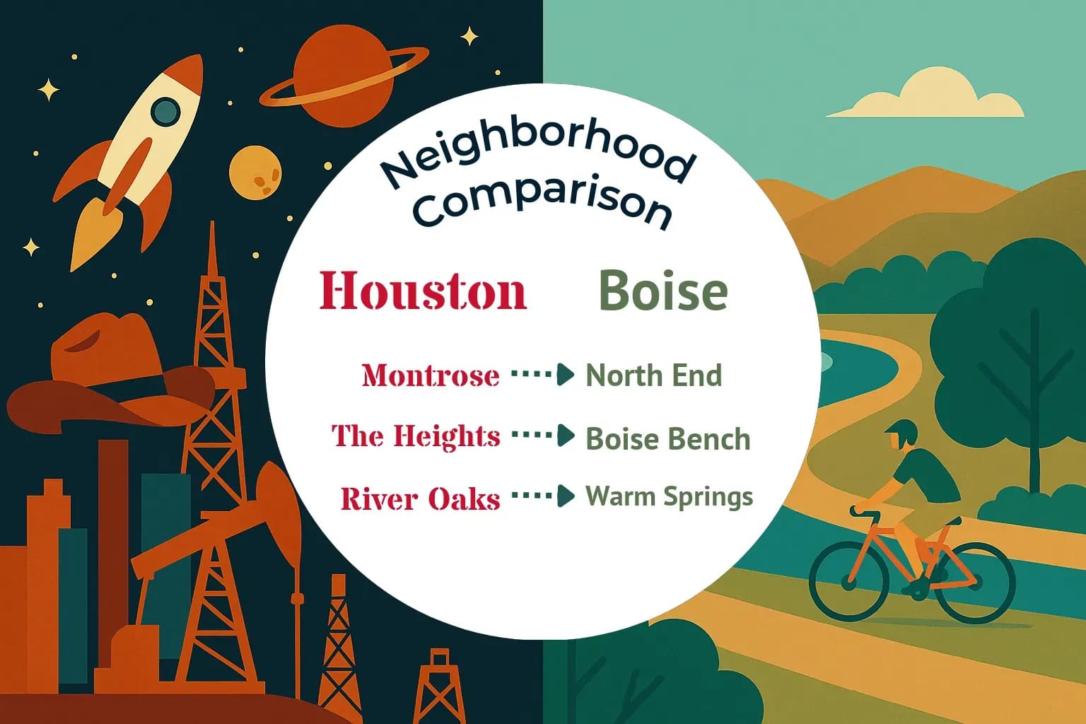 Houston vs Boise Neighborhood Comparison