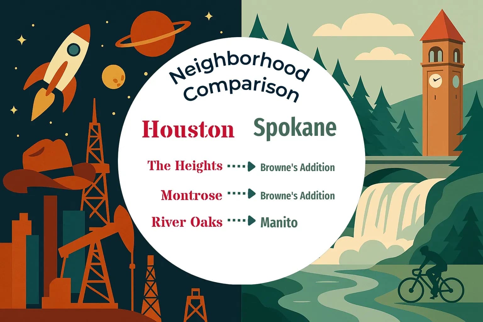 Houston vs Spokane Neighborhood Comparison
