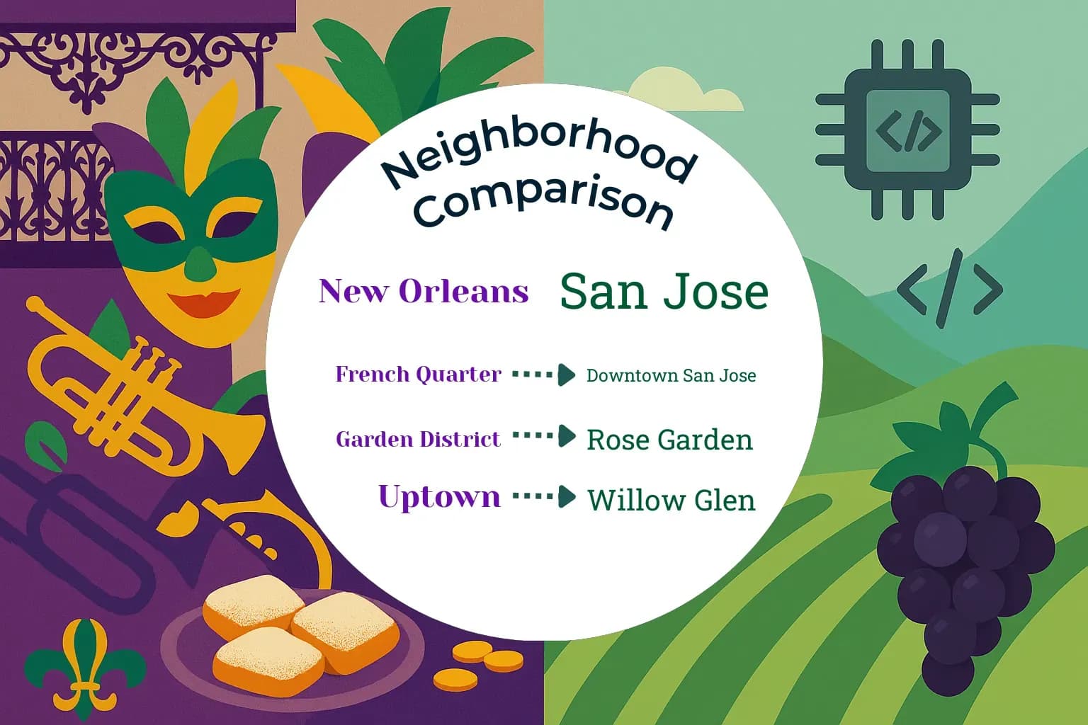New Orleans vs San Jose Neighborhood Comparison