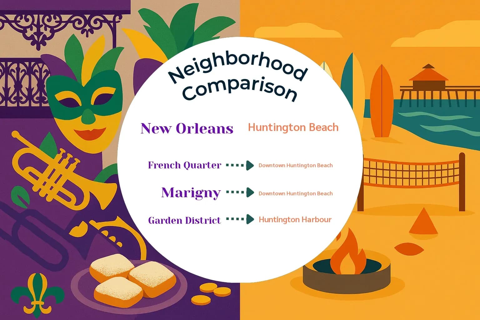 New Orleans vs Huntington Beach Neighborhood Comparison