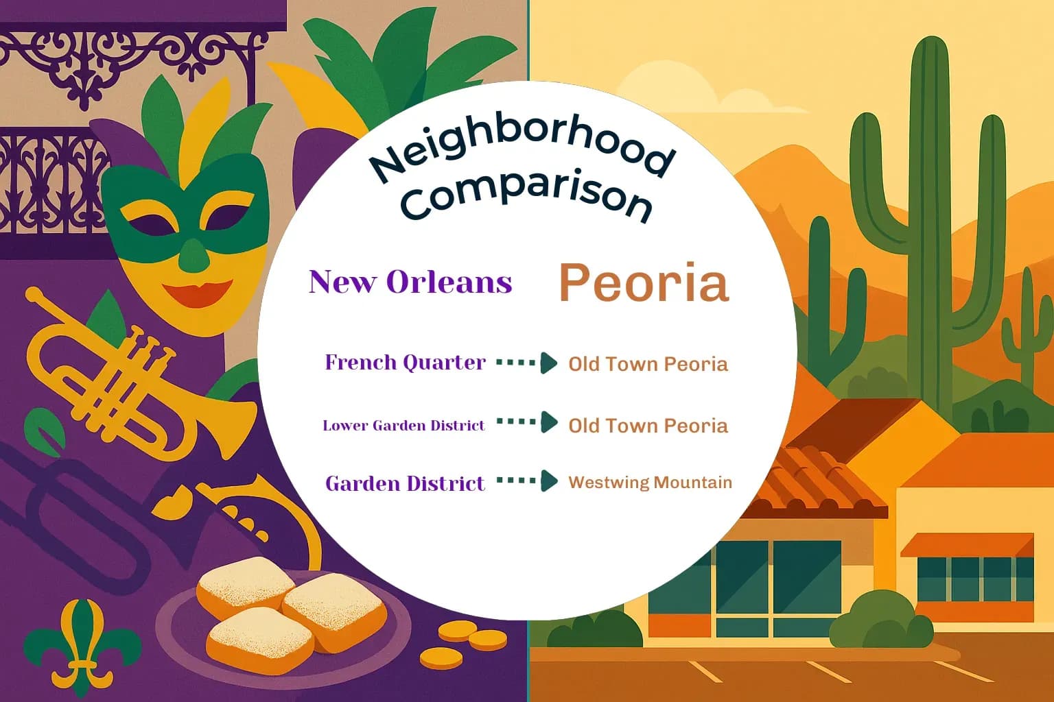 New Orleans vs Peoria Neighborhood Comparison