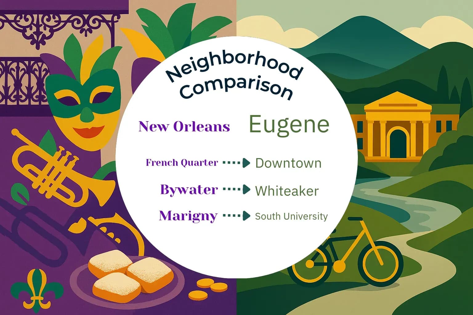 New Orleans vs Eugene Neighborhood Comparison