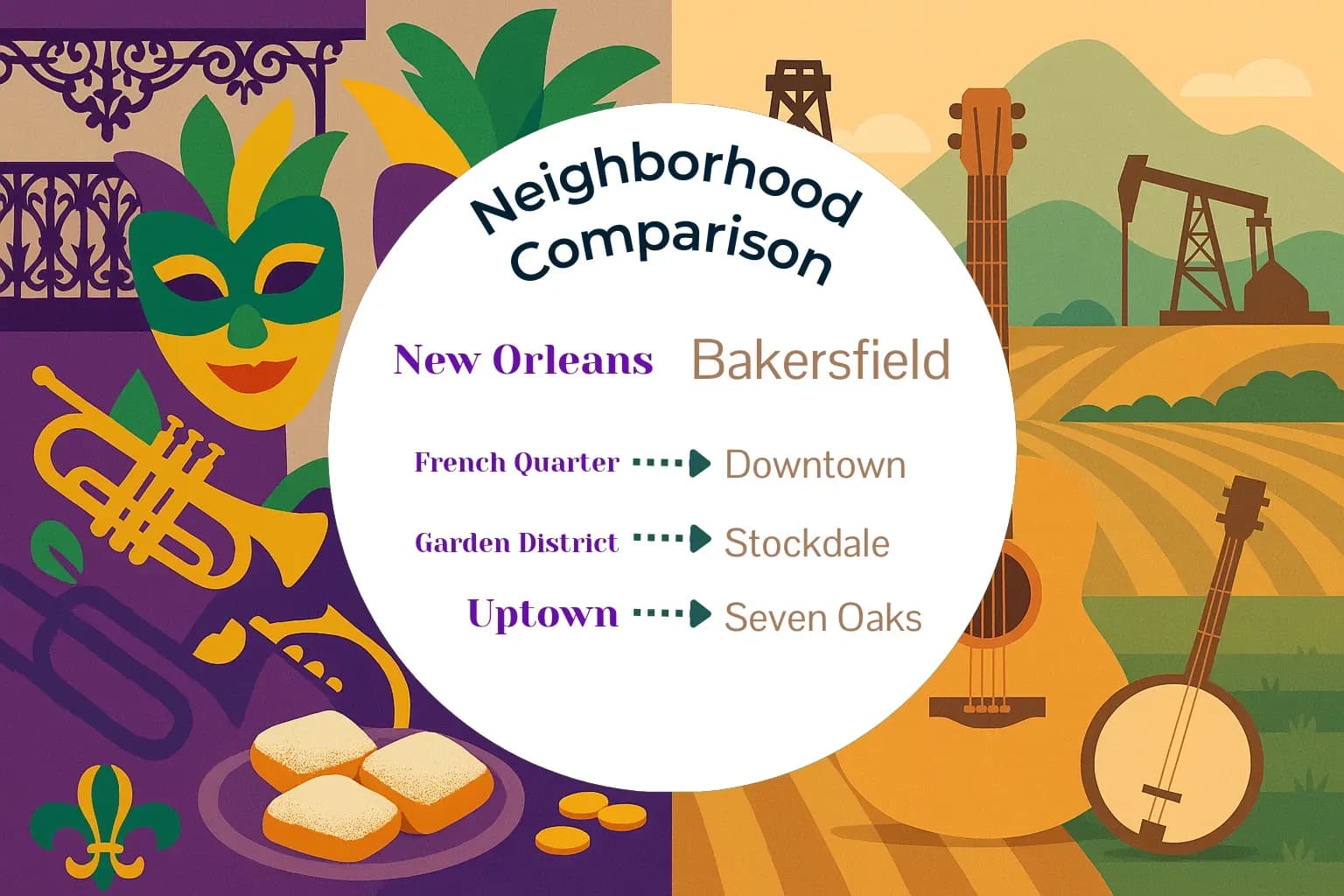 New Orleans vs Bakersfield Neighborhood Comparison