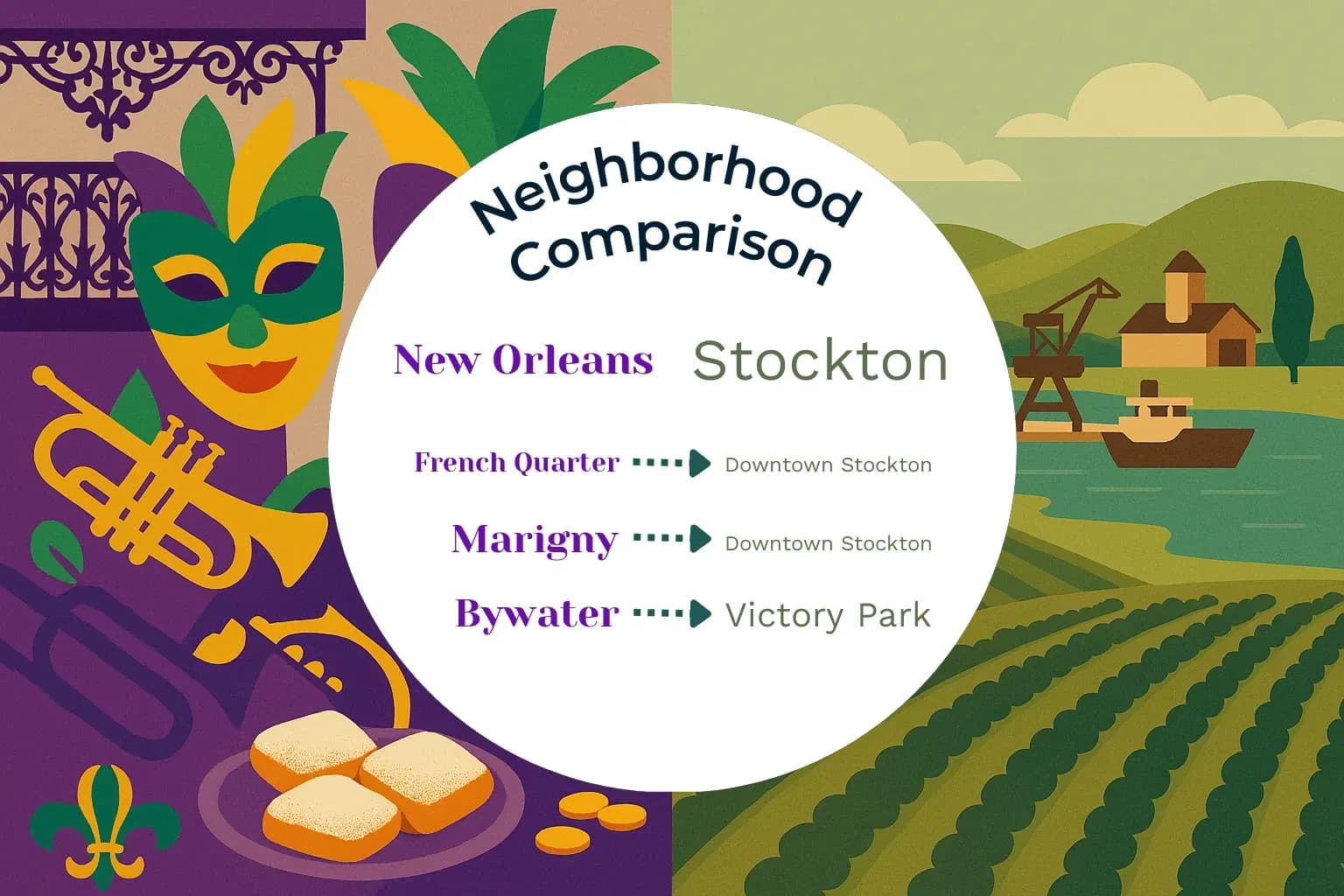 New Orleans vs Stockton Neighborhood Comparison