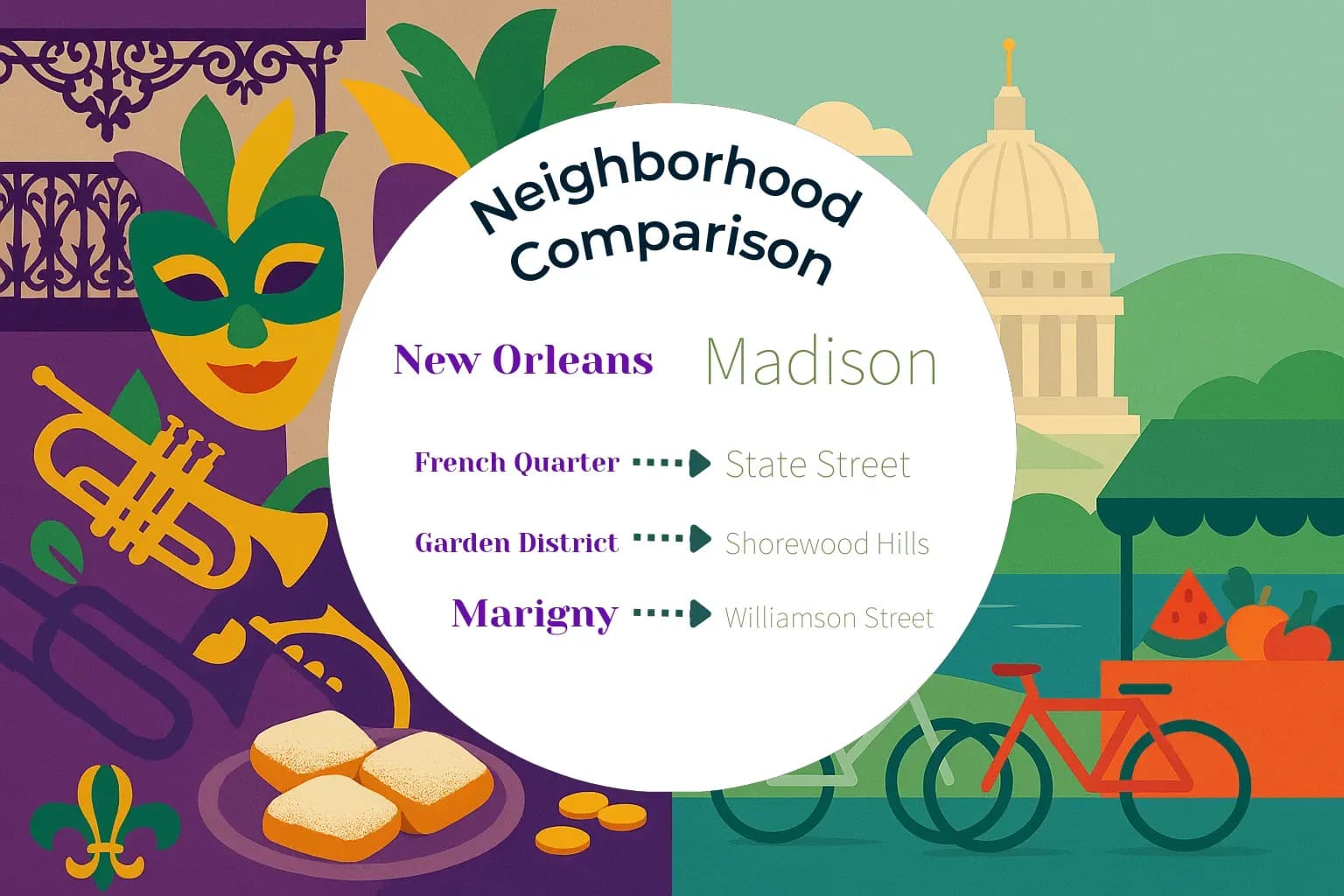 New Orleans vs Madison Neighborhood Comparison