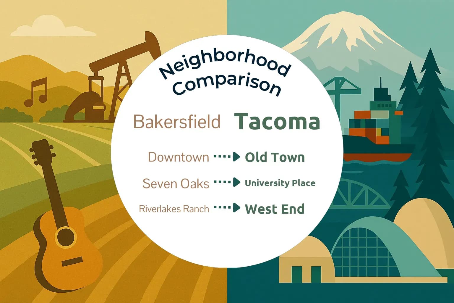 Bakersfield vs Tacoma Neighborhood Comparison