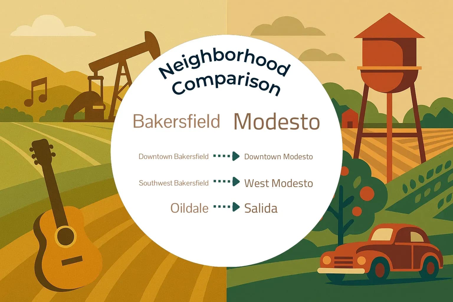 Bakersfield vs Modesto Neighborhood Comparison