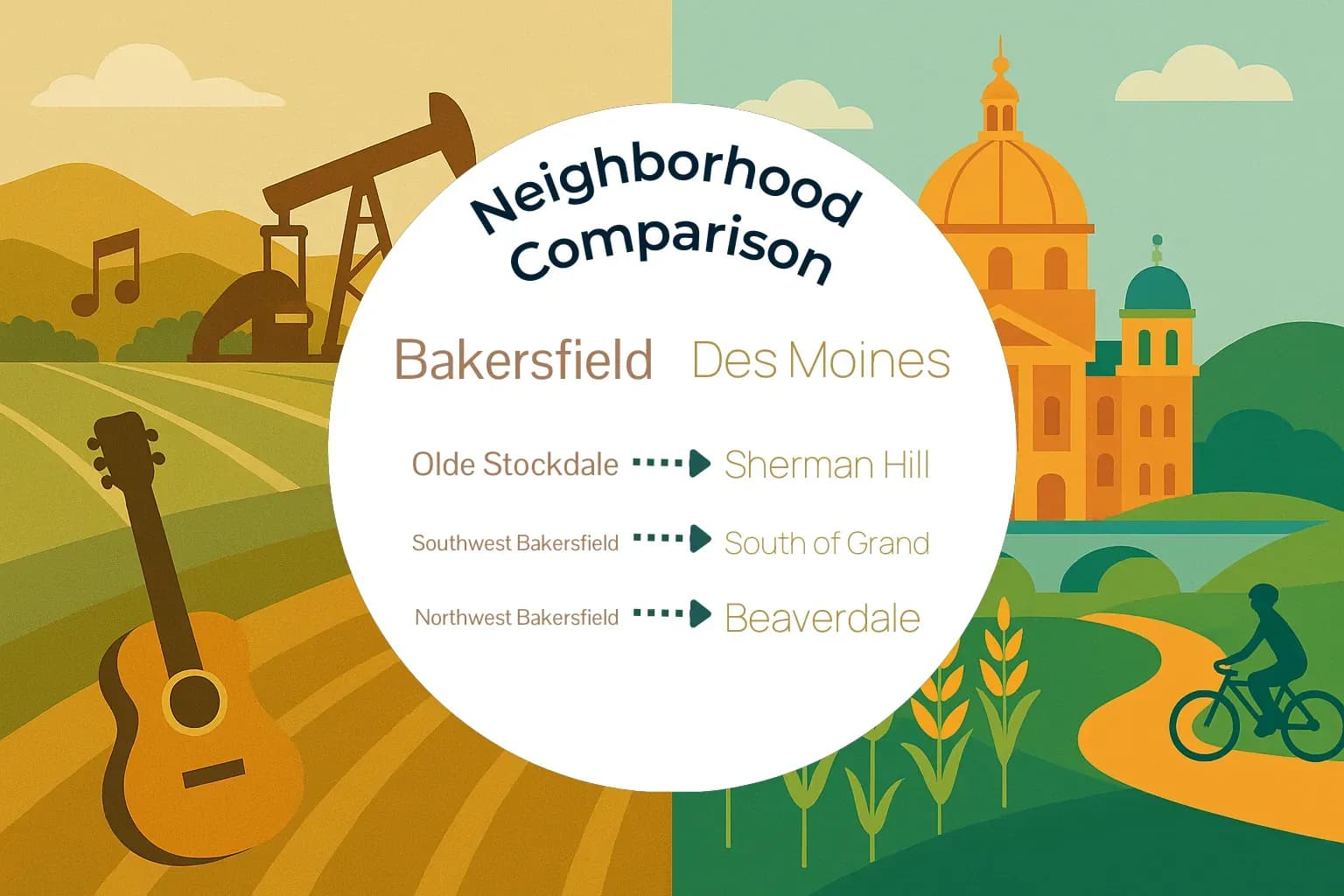Bakersfield vs Des Moines Neighborhood Comparison