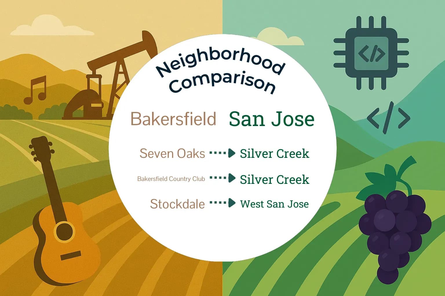 Bakersfield vs San Jose Neighborhood Comparison