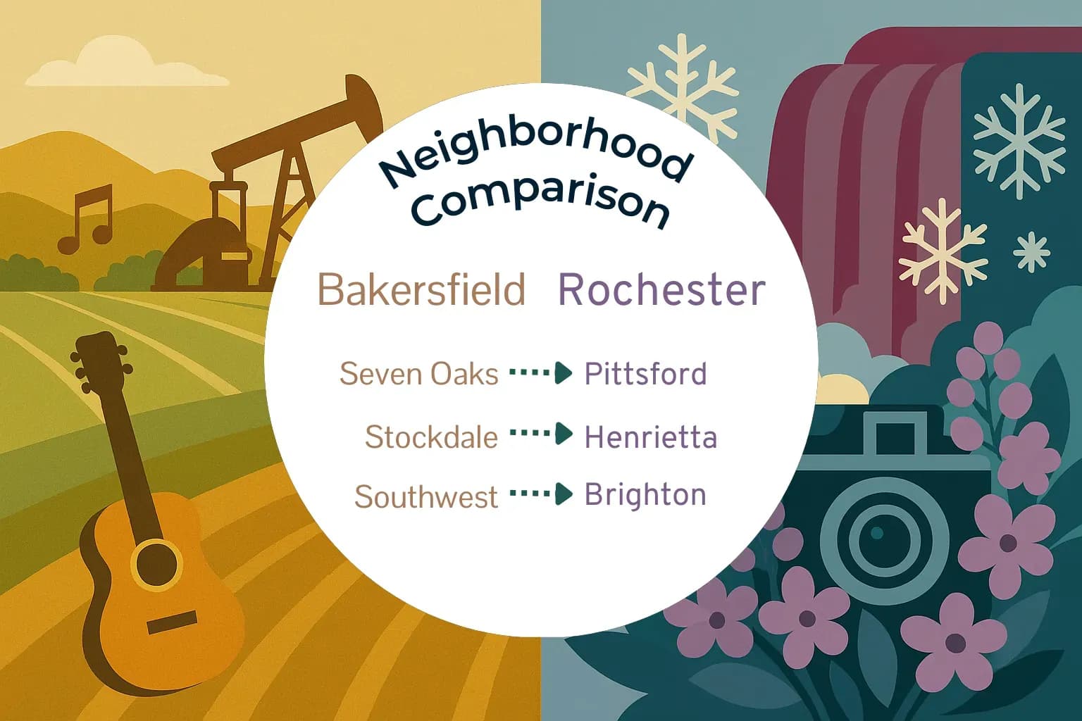 Bakersfield vs Rochester Neighborhood Comparison