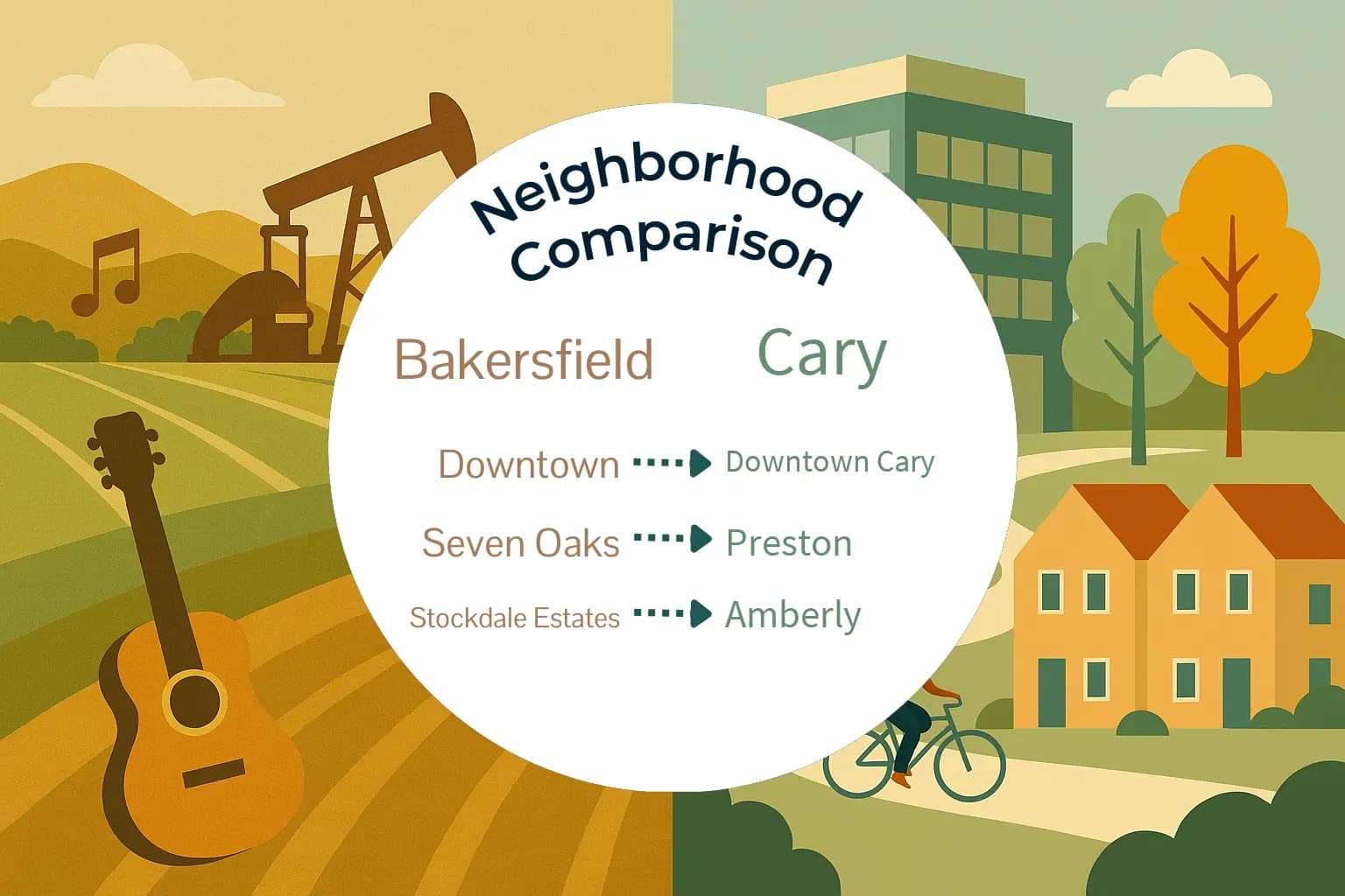 Bakersfield vs Cary Neighborhood Comparison