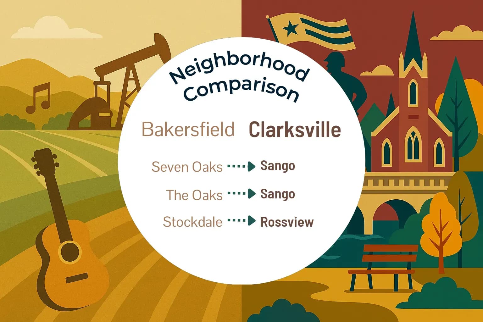 Bakersfield vs Clarksville Neighborhood Comparison