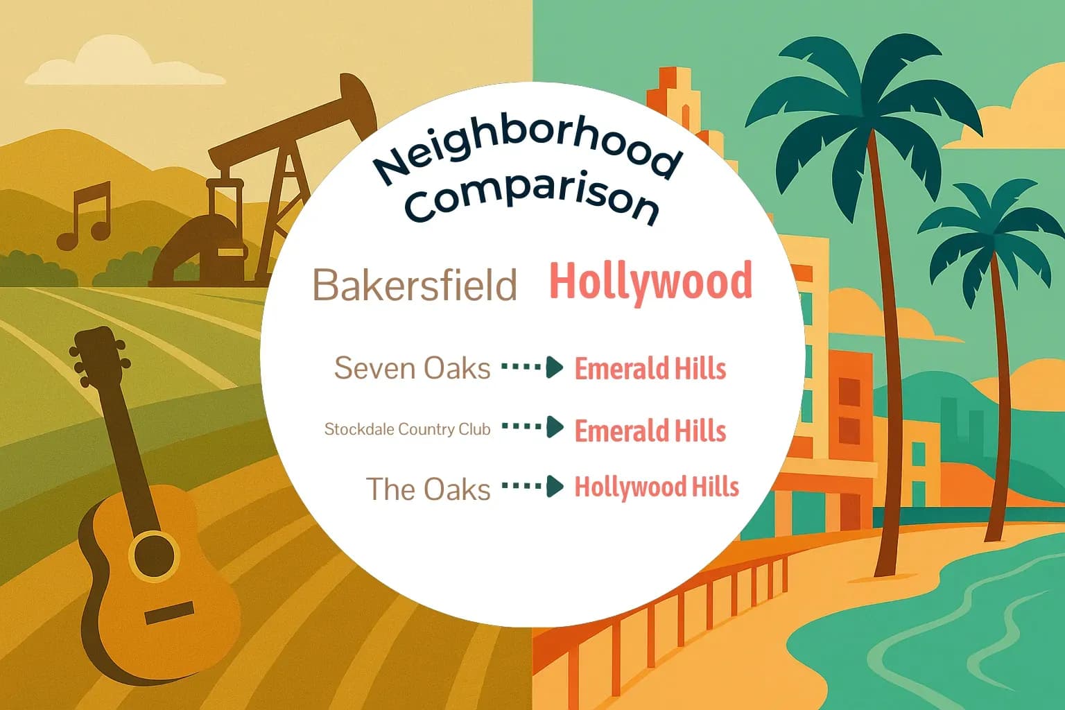 Bakersfield vs Hollywood Neighborhood Comparison