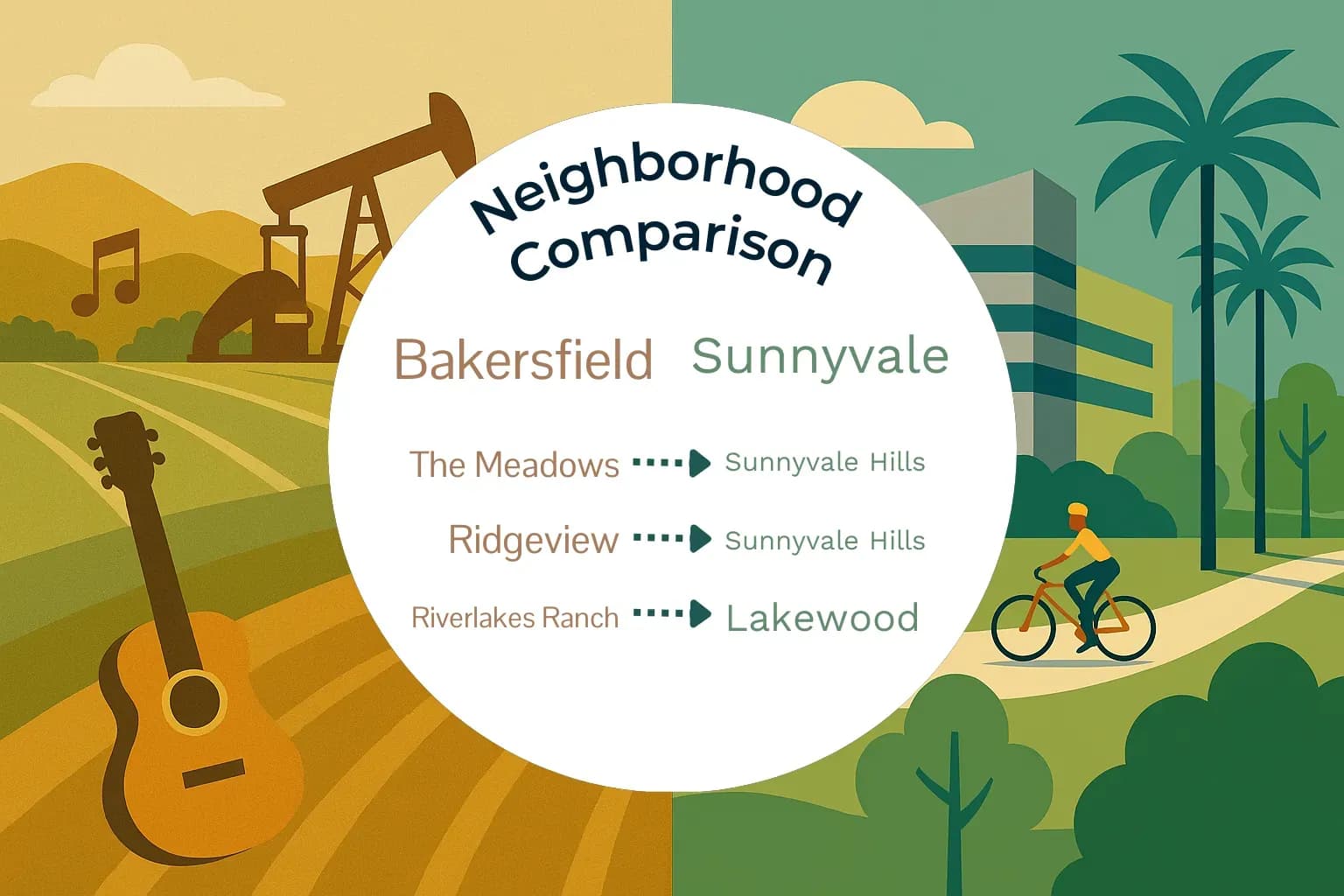 Bakersfield vs Sunnyvale Neighborhood Comparison