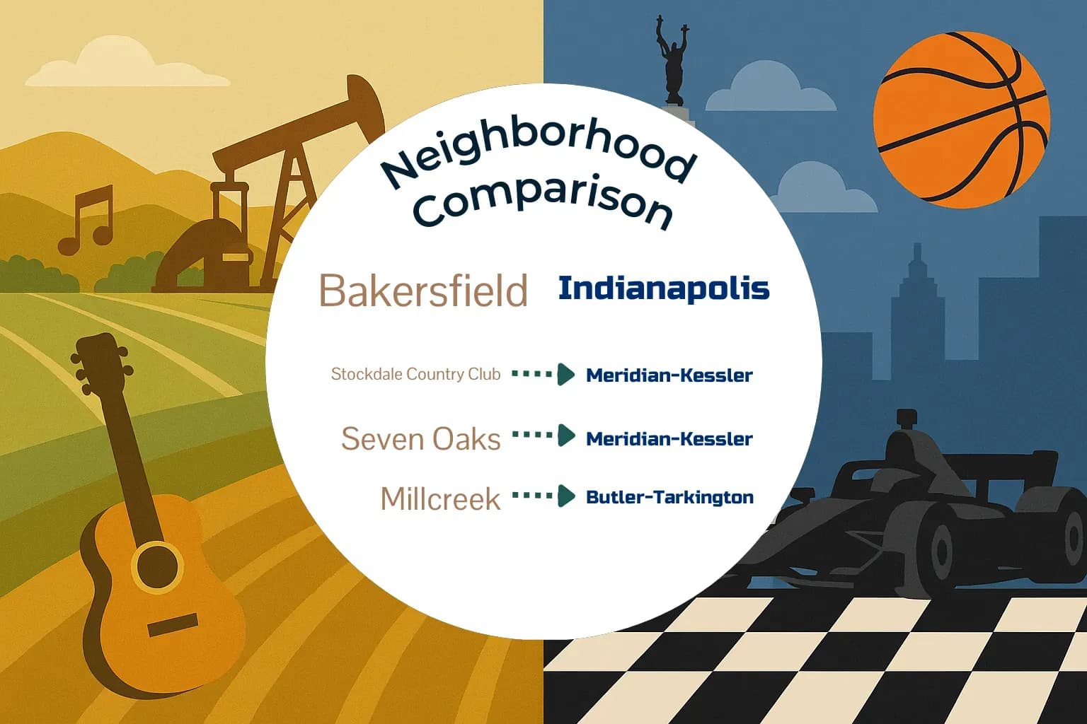 Bakersfield vs Indianapolis Neighborhood Comparison