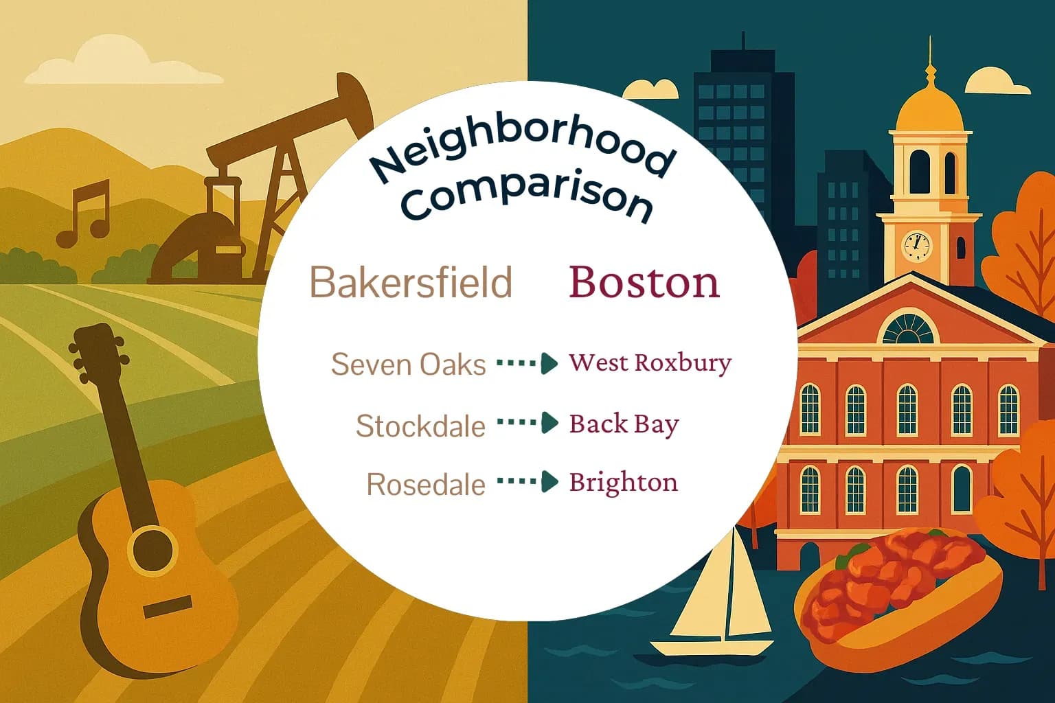 Bakersfield vs Boston Neighborhood Comparison