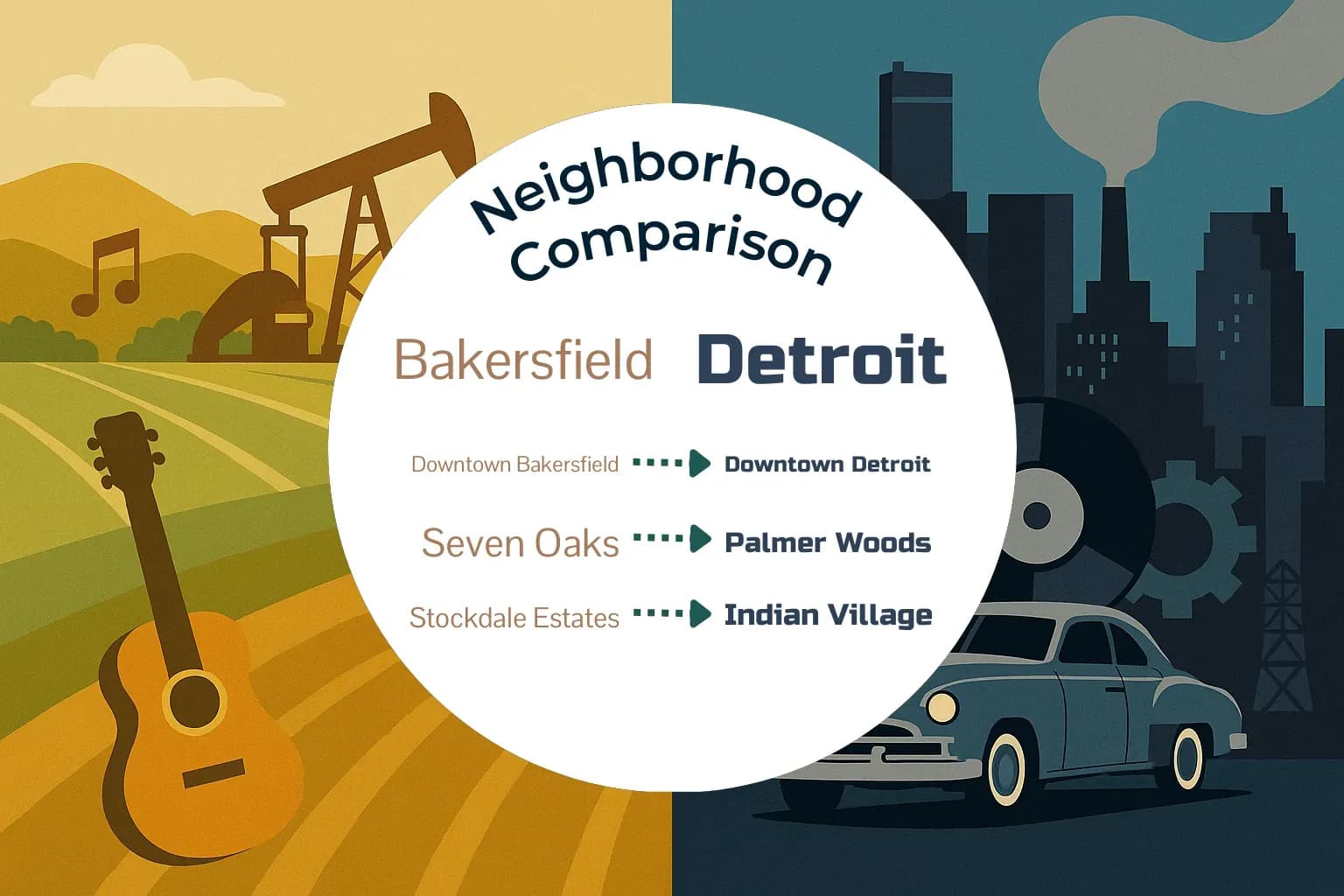 Bakersfield vs Detroit Neighborhood Comparison