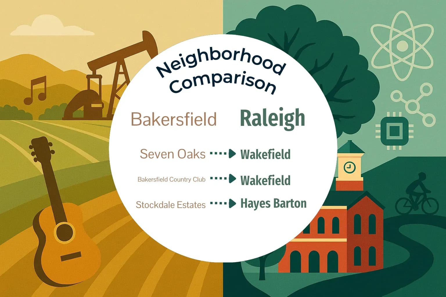 Bakersfield vs Raleigh Neighborhood Comparison