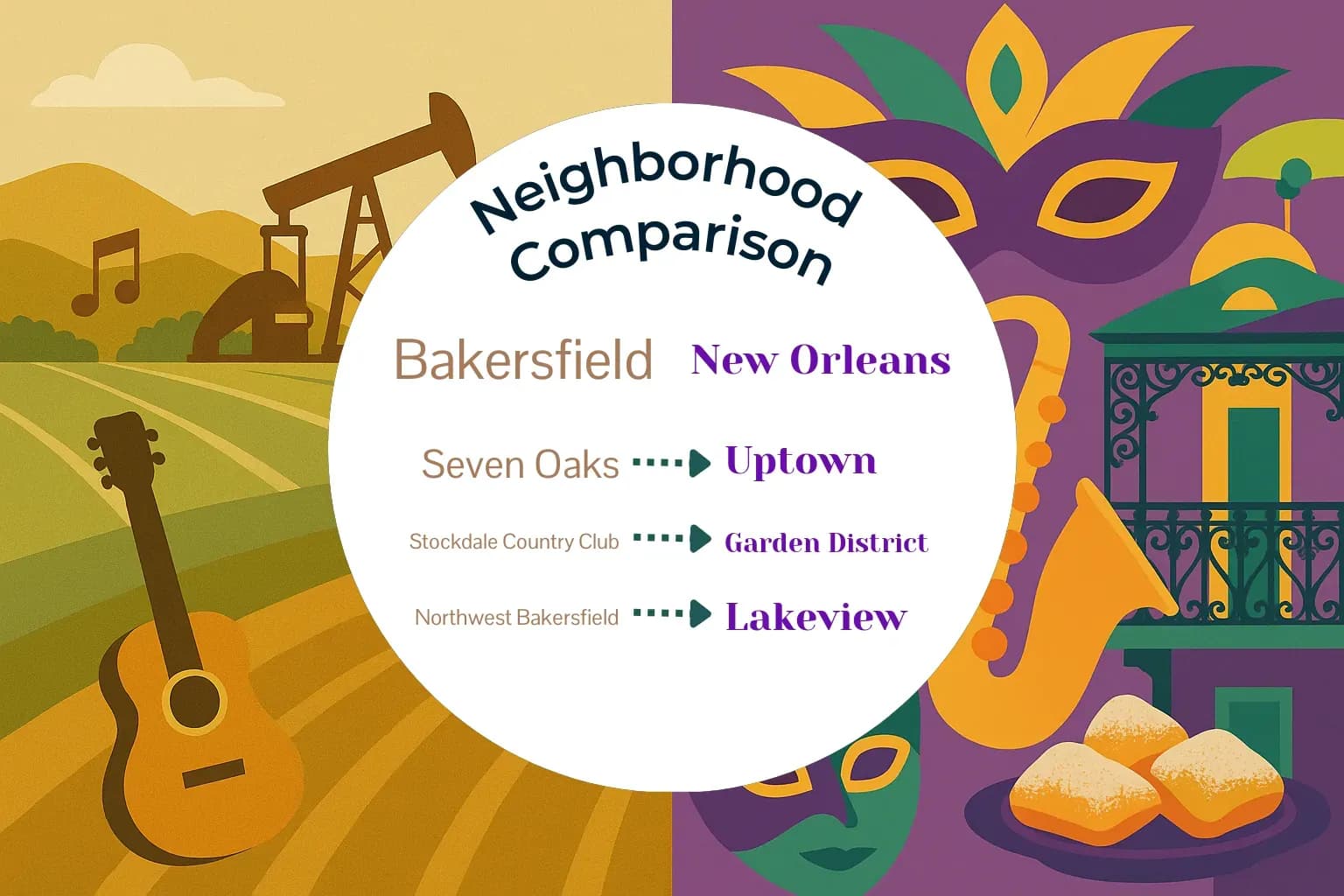 Bakersfield vs New Orleans Neighborhood Comparison