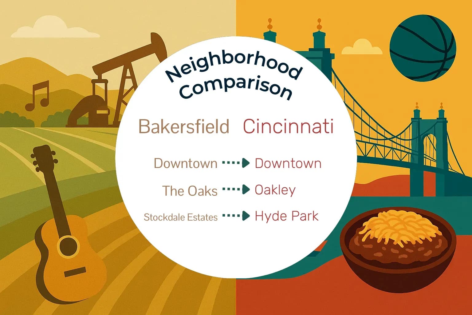 Bakersfield vs Cincinnati Neighborhood Comparison