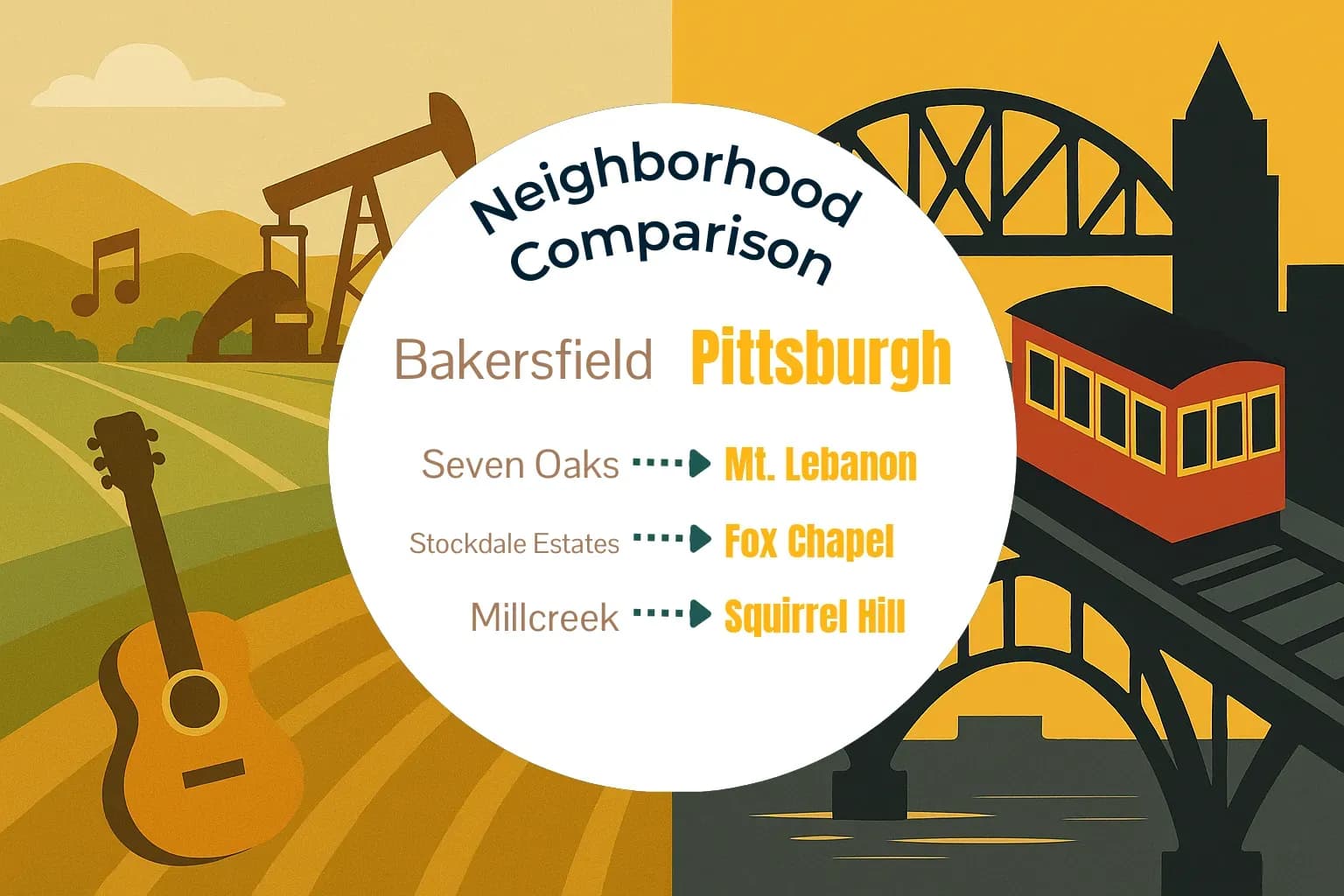 Bakersfield vs Pittsburgh Neighborhood Comparison