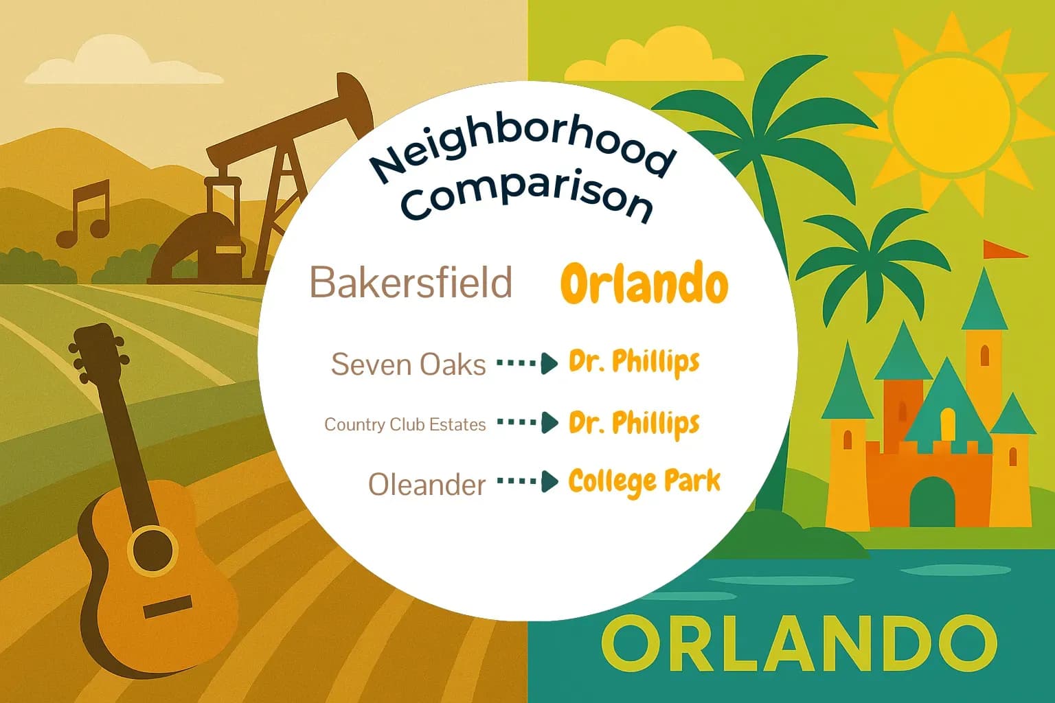 Bakersfield vs Orlando Neighborhood Comparison