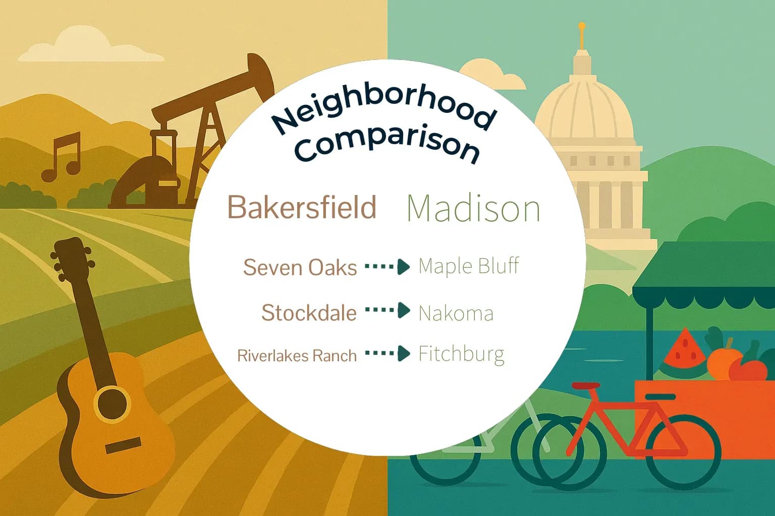 Bakersfield vs Madison Neighborhood Comparison