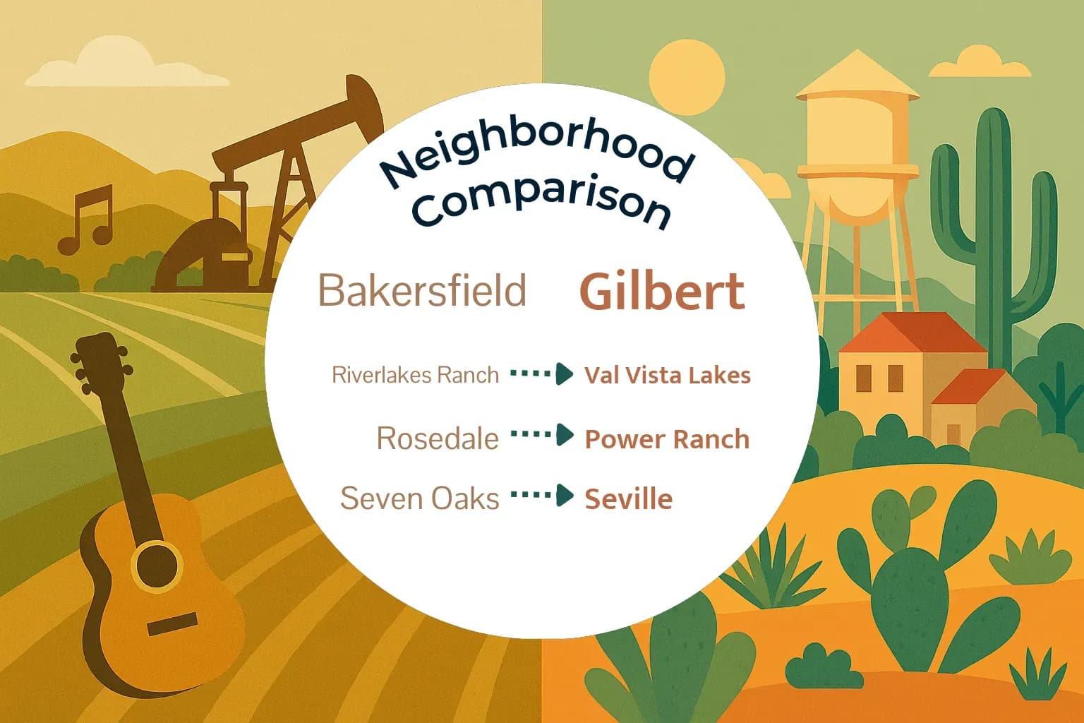 Bakersfield vs Gilbert Neighborhood Comparison