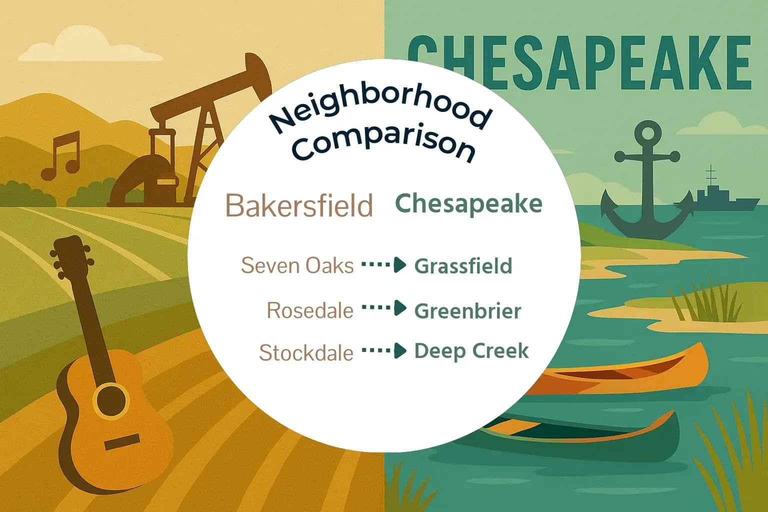 Bakersfield vs Chesapeake Neighborhood Comparison