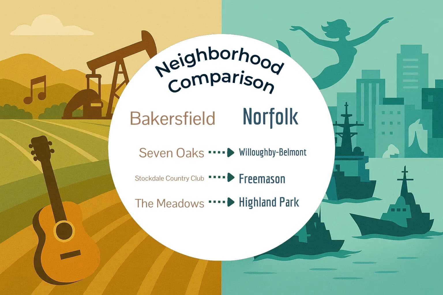 Bakersfield vs Norfolk Neighborhood Comparison