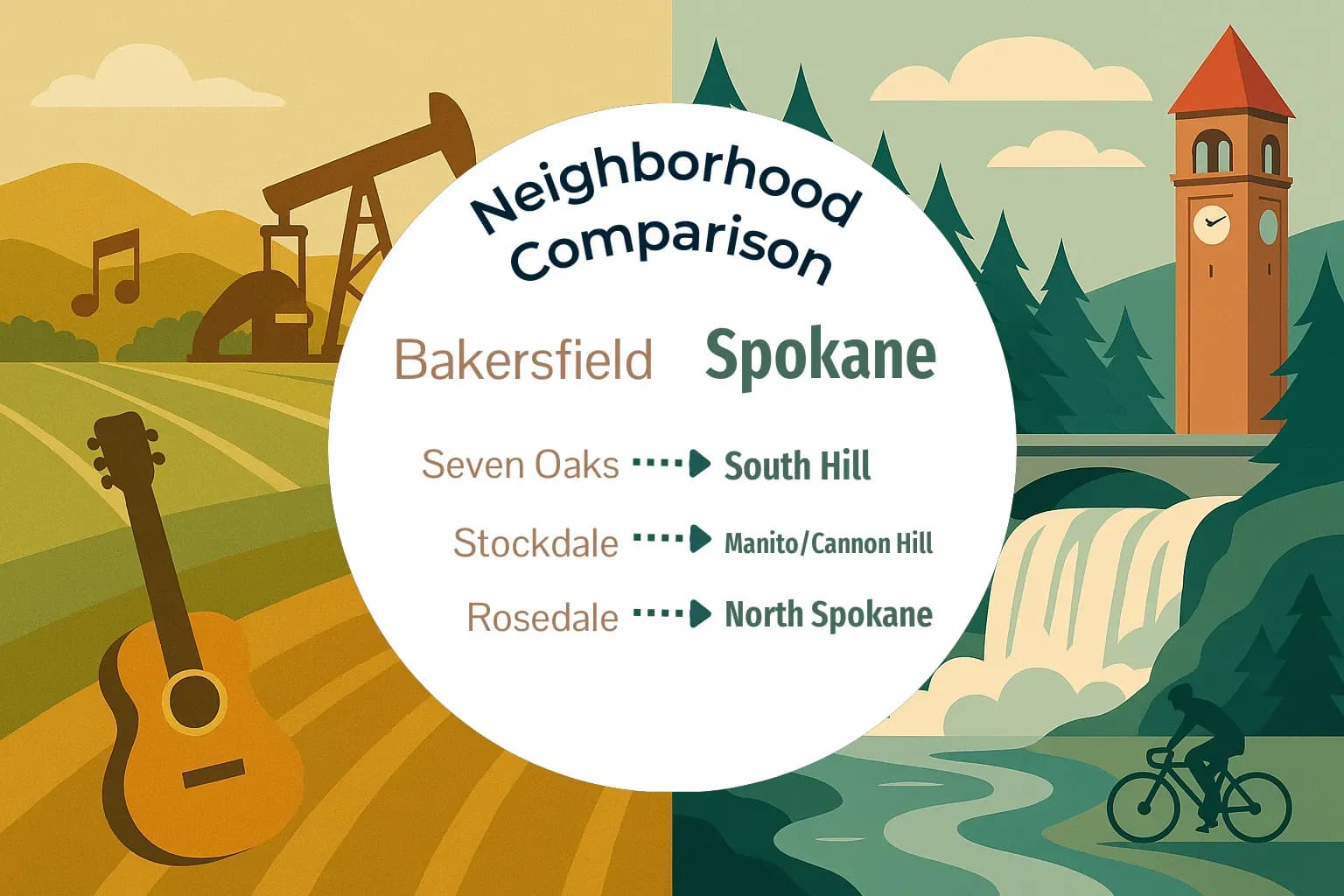 Bakersfield vs Spokane Neighborhood Comparison